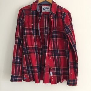 Penfield Madewell red plaid flannel button up